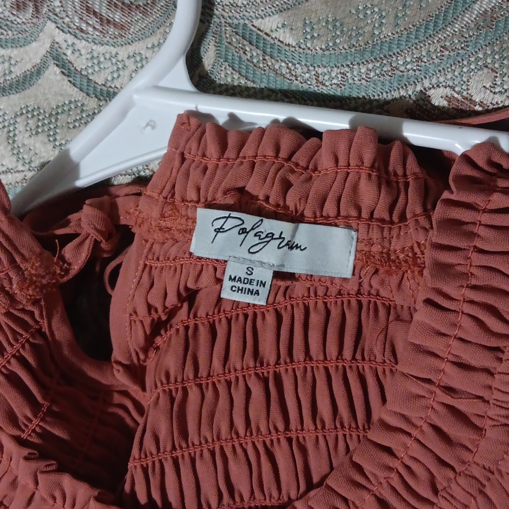 Polagram Smocked Maxi Dress in Terracotta - Picture 5 of 6